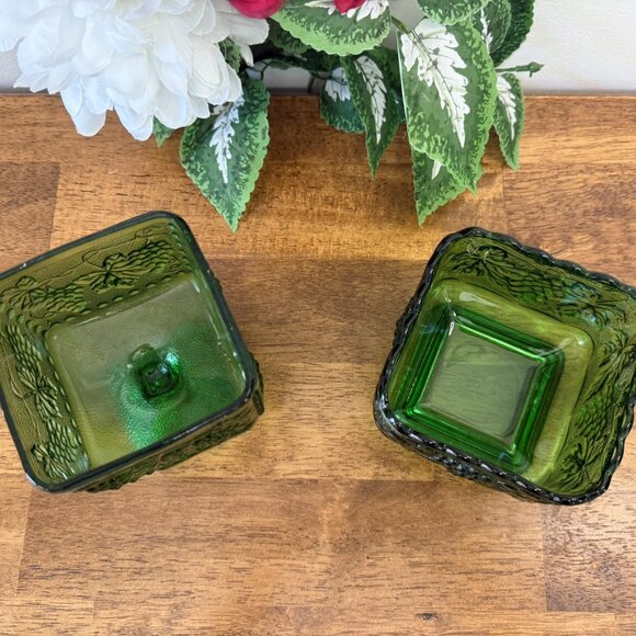 Vintage Indiana Glass Harvest‎ Grape Green Compote and Candy Dish Pressed Glass - Picture 5 of 7